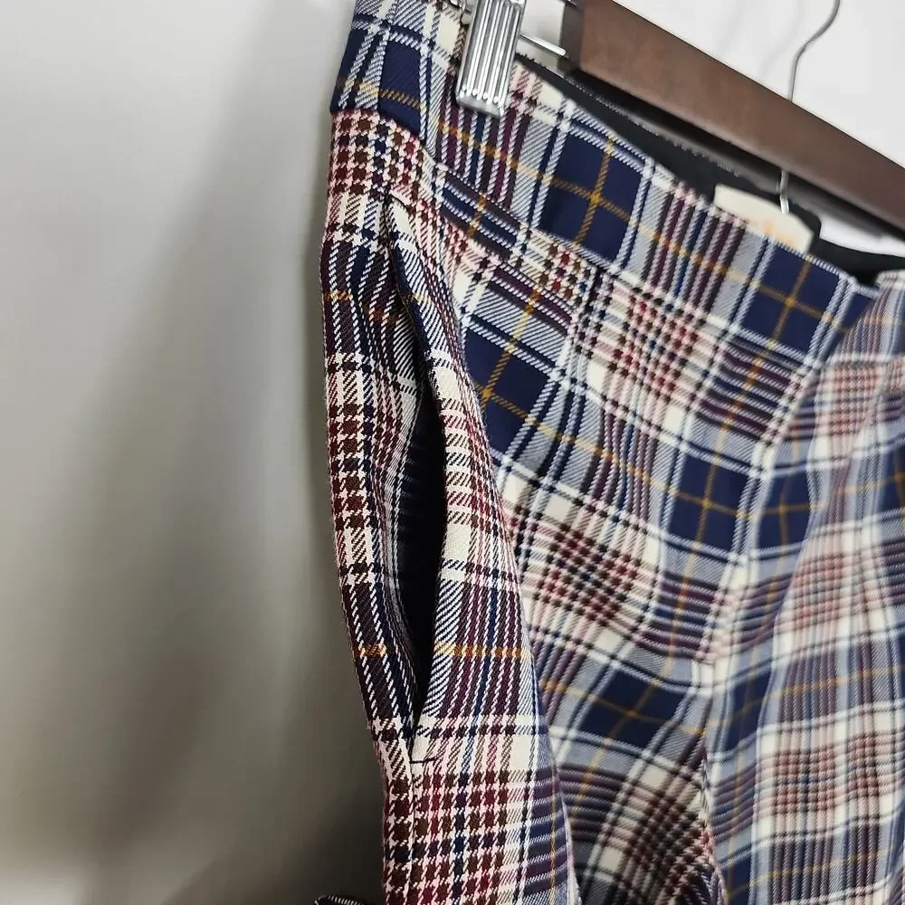 Tory Burch Garrett Tartan Plaid Trouser Pants Women Size 2 Straight Leg
